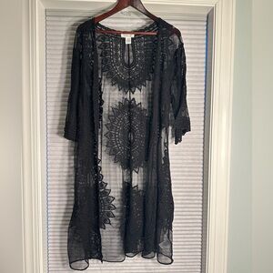 Rachel Zoe black lace kimono